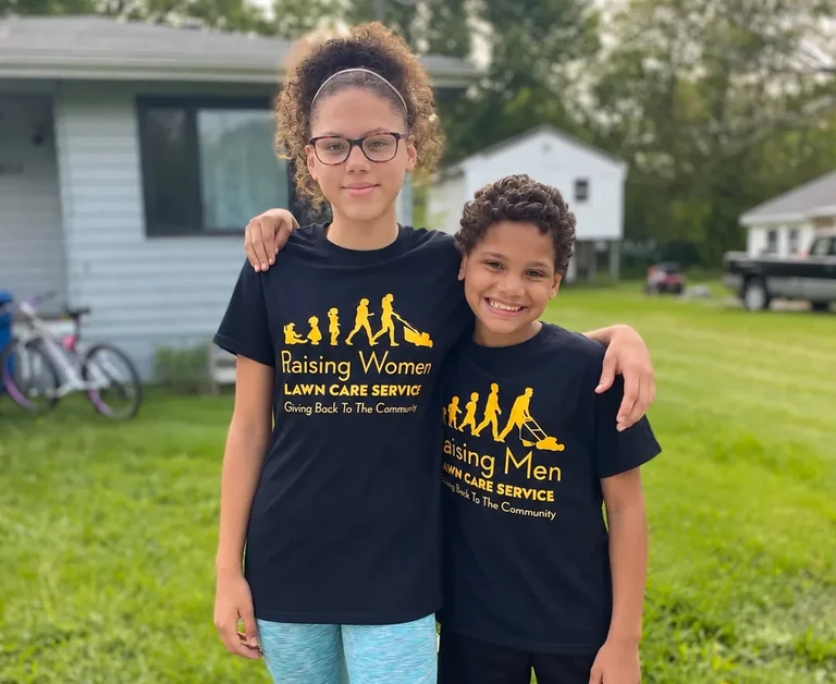 Kids in the Raising Men and Women Lawn Care Service program