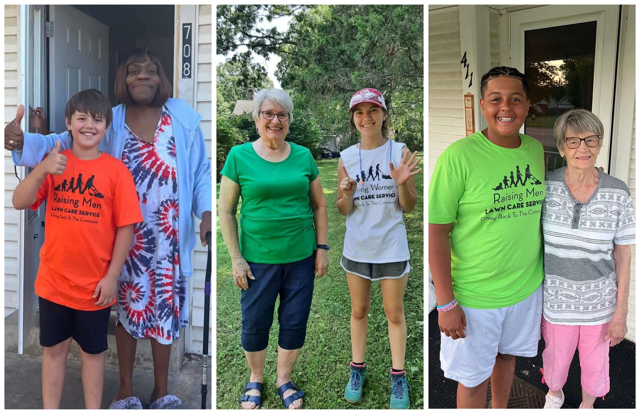50 Yard Challenge volunteers pictured with community members they help